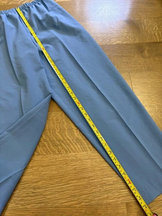 Women’s Vintage High Waisted Elastic-Waist Pull-On Work Pants Light Blue Office - Picture 10 of 10